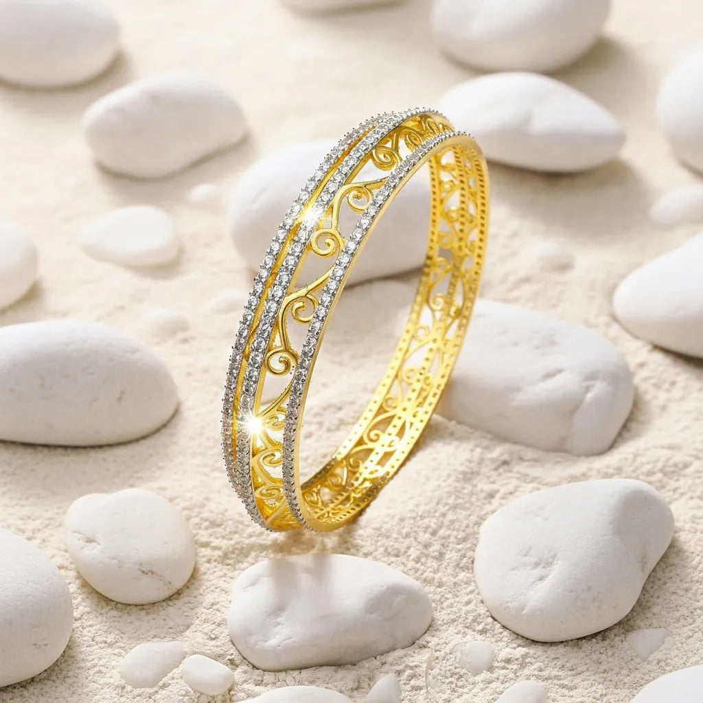 A stylish gold-tone Bracelet with a diamond classic design that complements a variety of looks. A versatile accessory for adding a polished finishing touch.